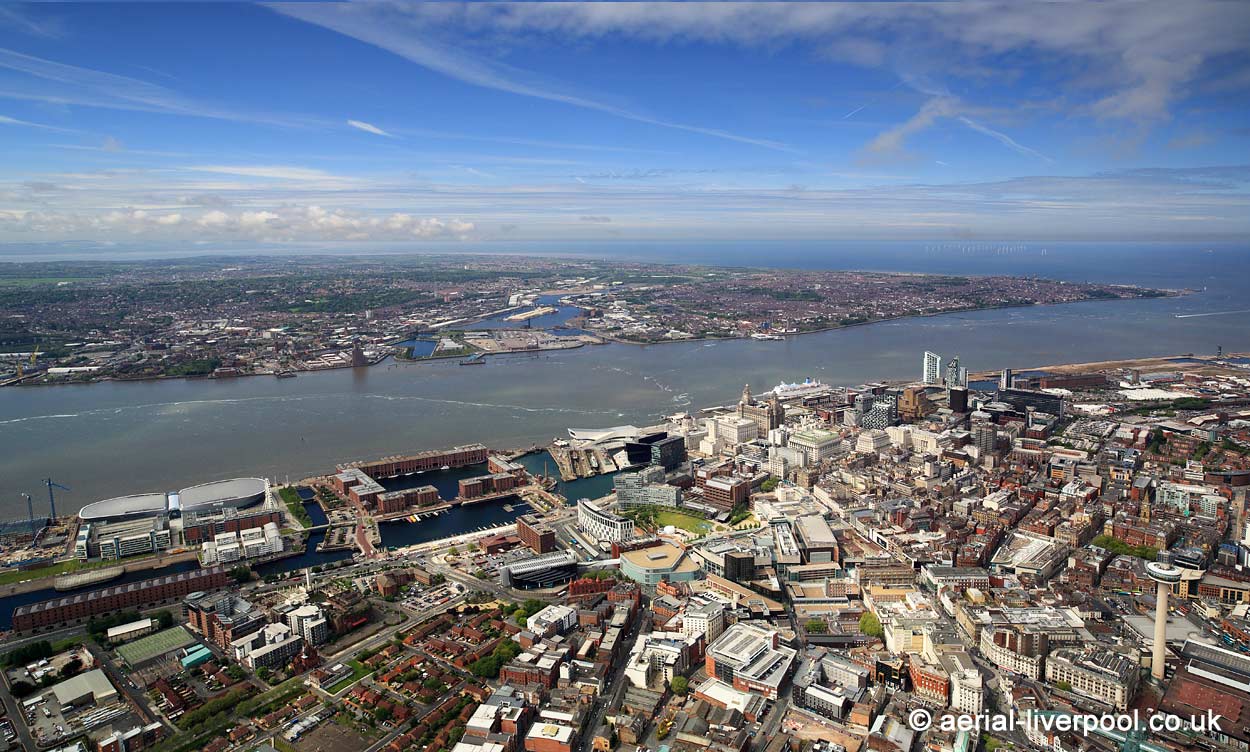 Panoramic aerial photograph of
          Liverpool England UK